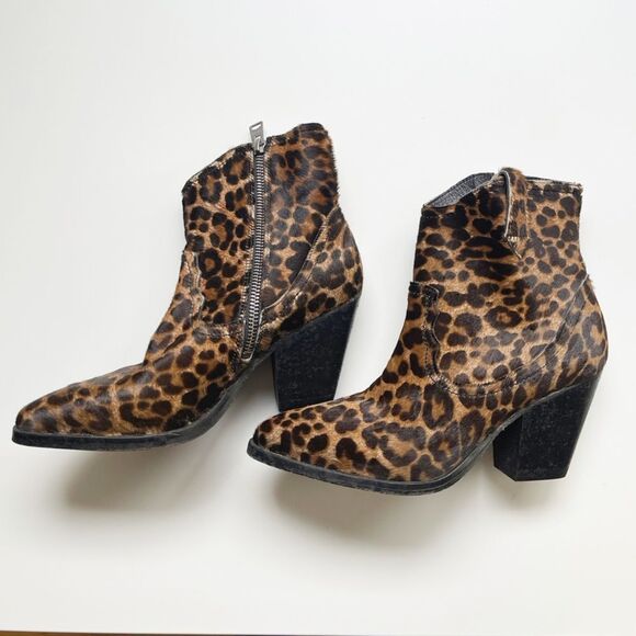 All Saints Rolene hair calf animal print zippered cowboy bootie 36 - Picture 11 of 13